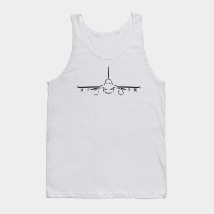 F-16 classic aircraft outline graphic (black) Tank Top